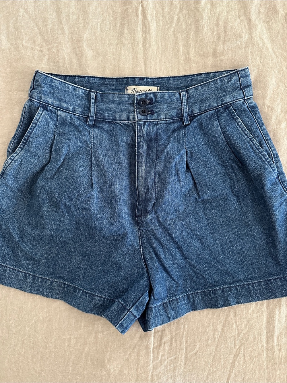 Madewell Denim Jean Pleated Shorts High Waist